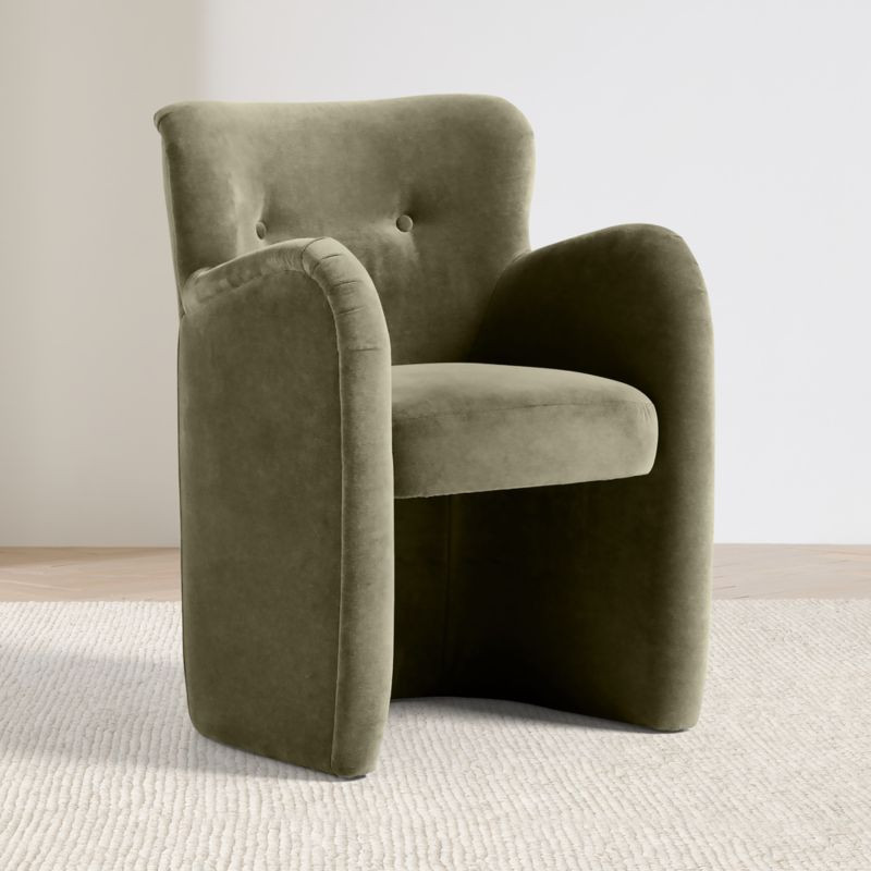 Broome Upholstered Olive Green Dining Chair by Jake Arnold | Crate & Barrel