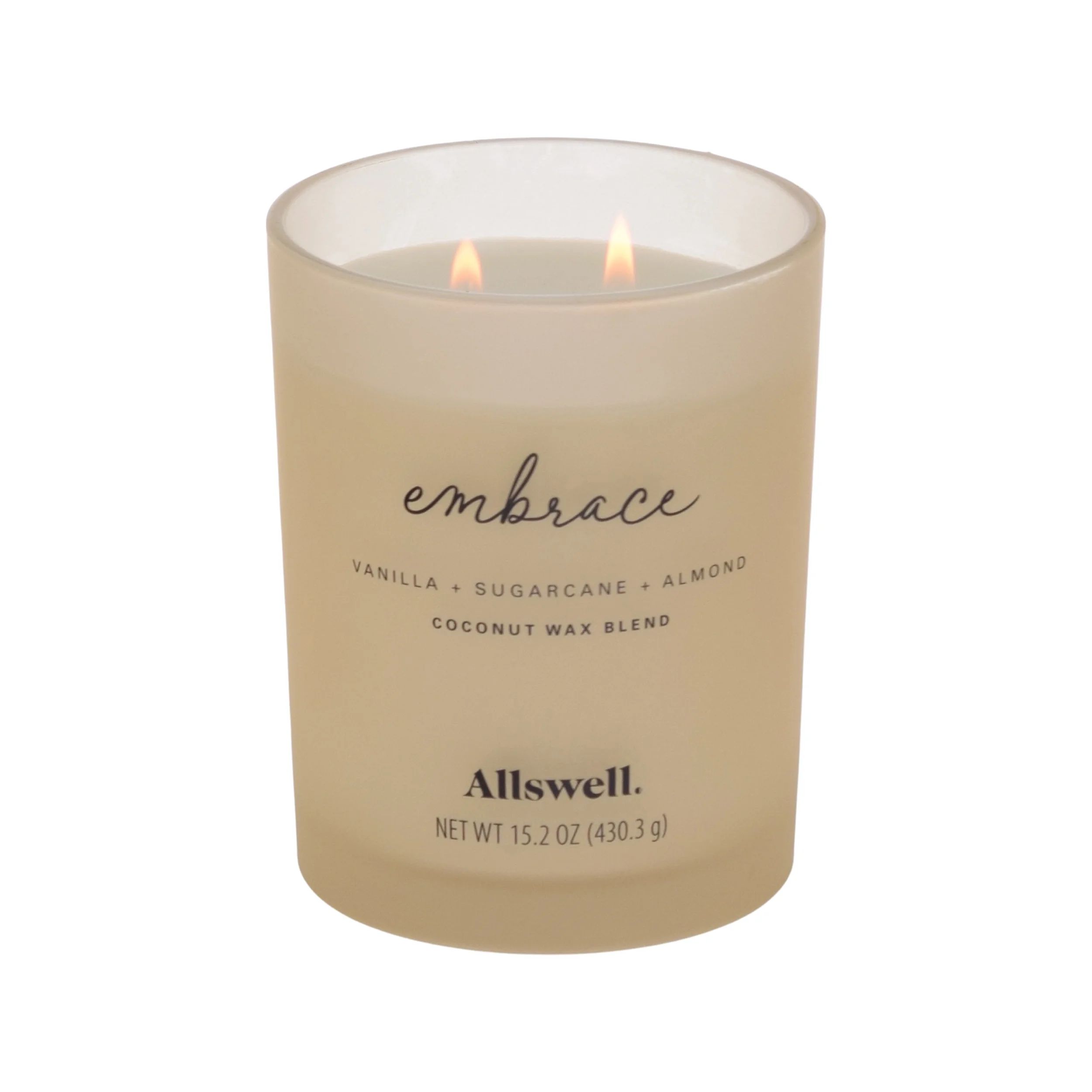 Allswell Embrace (Vanilla + Sugarcane + Almond) Scented 2-Wick 15oz Spa Jar Candle | Walmart (US)