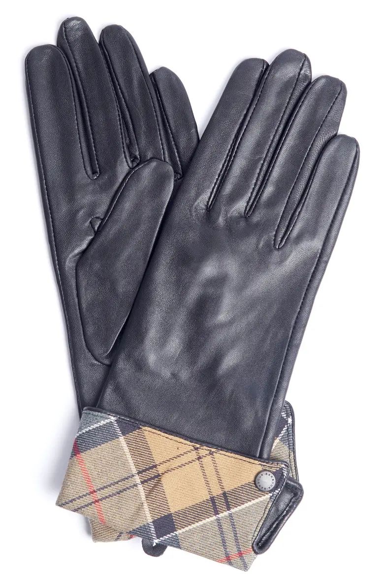 Lady Jane Tartan Cuff Leather Gloves | Nordstrom