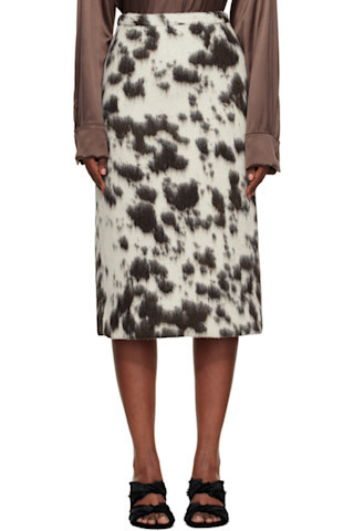 Brown & White Cow Print Midi Skirt | SSENSE