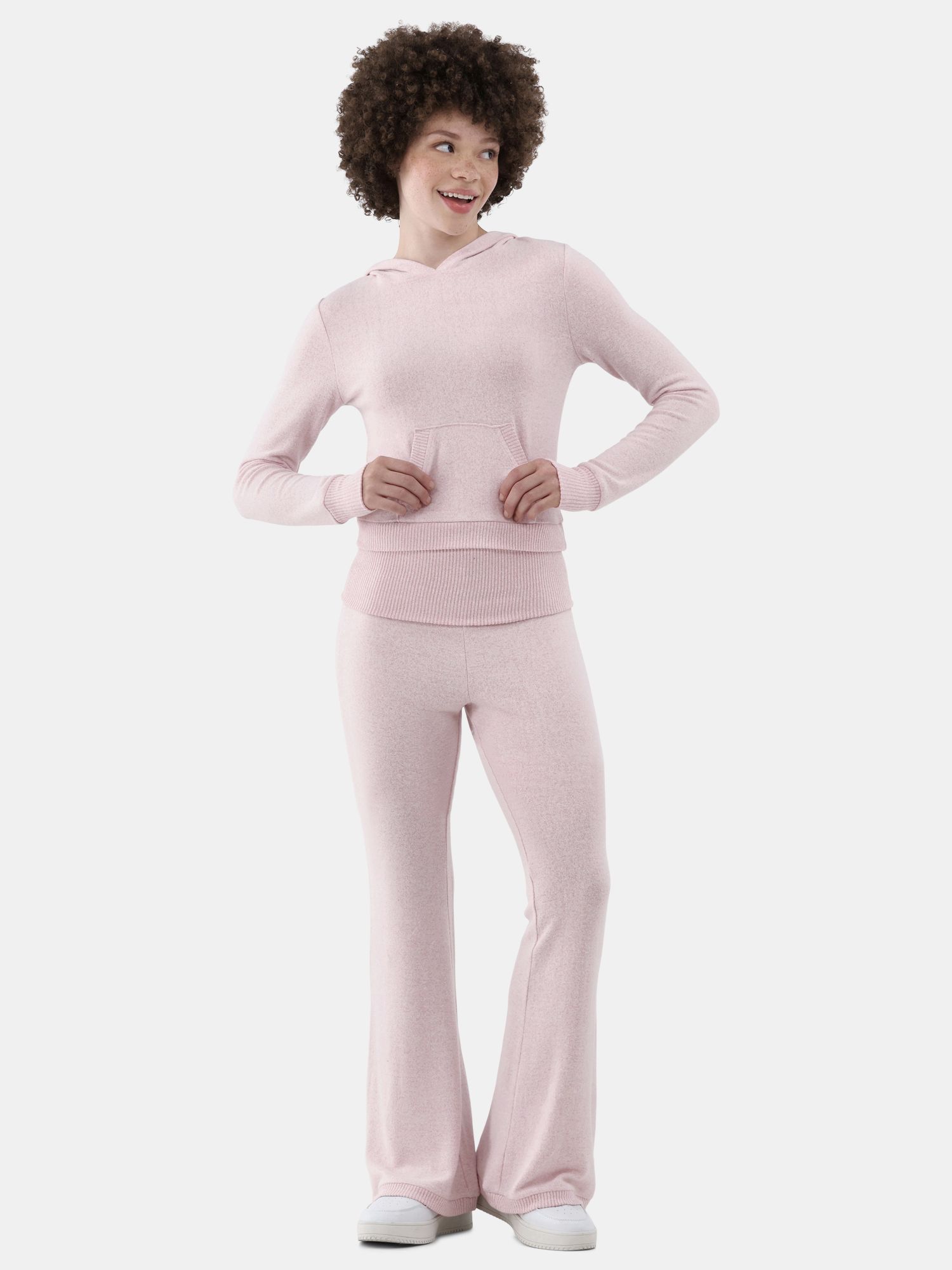 No Boundaries Hacci Knit Hoodie and Pants Set, 2-Piece, Women’s | Walmart (US)