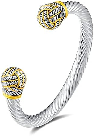 UNY JEWEL Jewelry Make a Statement with Our Two Tone Twisted Cable Wire Ball Weave Cuff Bangle Ma... | Amazon (US)