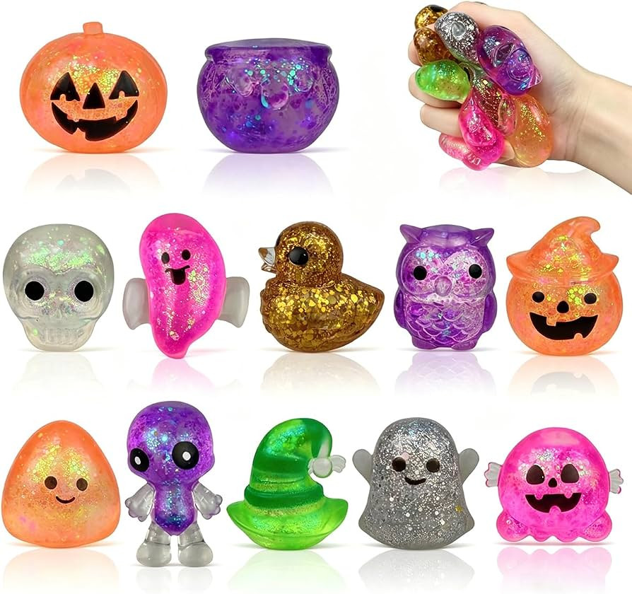 Jofan 12 Pack Halloween Squishy Toys Glitter Stress Balls Sensory Squeeze Toys for Kids Halloween... | Amazon (US)