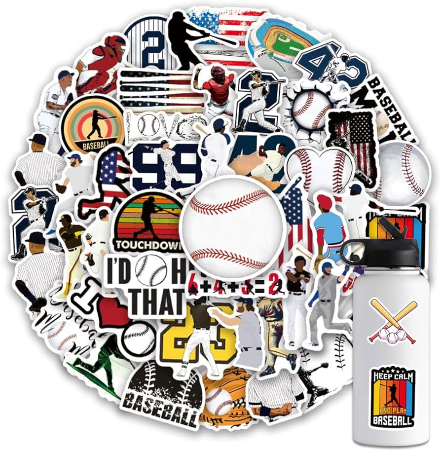 Baseball Stickers 100PCS Sports Baseball Stickers for Water Bottles, Helmet Stickers Gifts for Bo... | Amazon (US)
