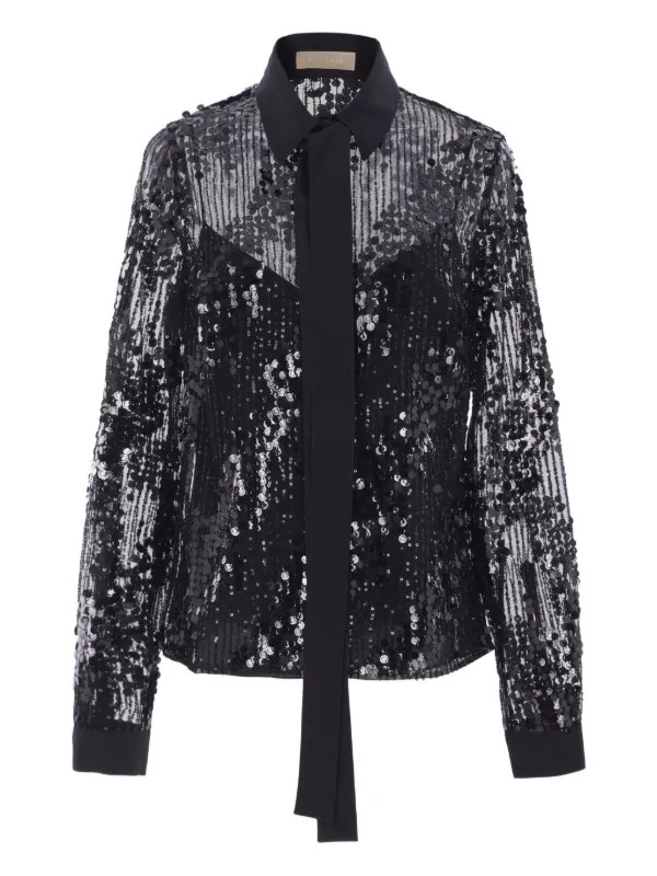 sequinned tulle shirt | Farfetch (BR)