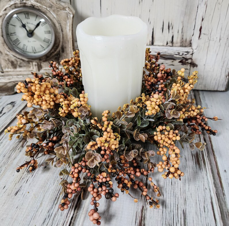 Harvest Berry Garden Mix Fall / Autumn Pillar Candle Ring - Etsy | Etsy (US)