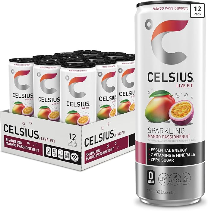 CELSIUS Sparkling Mango Passionfruit, Functional Essential Energy Drink 12 Fl Oz (Pack of 12) | Amazon (US)