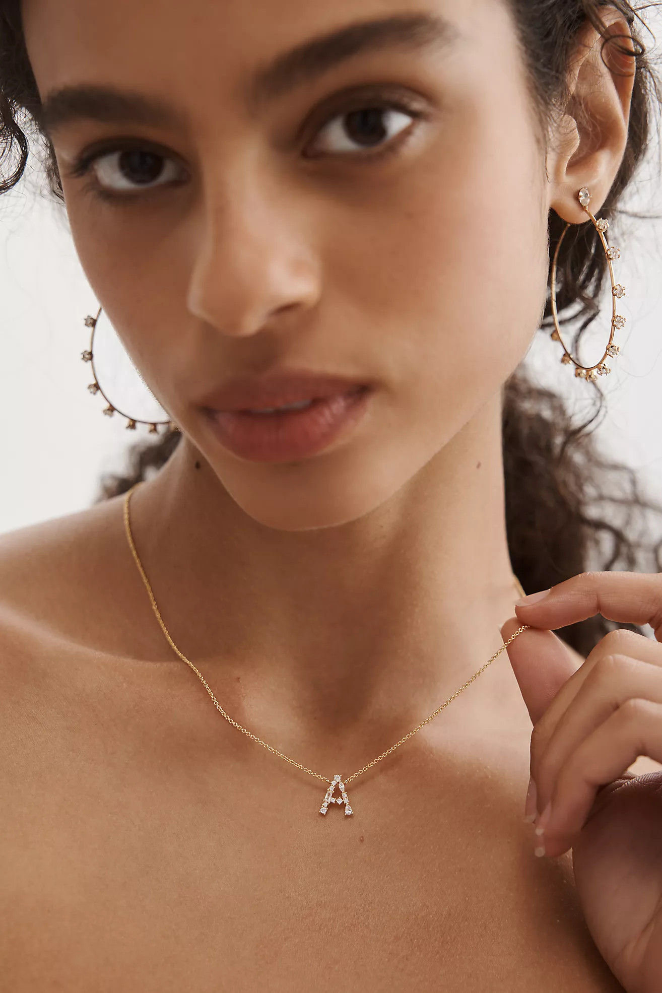 Delicate Crystal Monogram Necklace | Anthropologie (US)