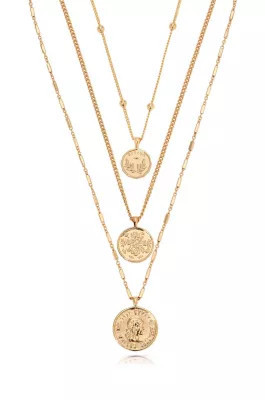 Ettika Three Coins Necklace Set, Gold | Belk