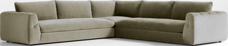 Cambria Olive Green Velvet 3-Piece Corner L-Shaped Sectional Sofa | Crate & Barrel | Crate & Barrel