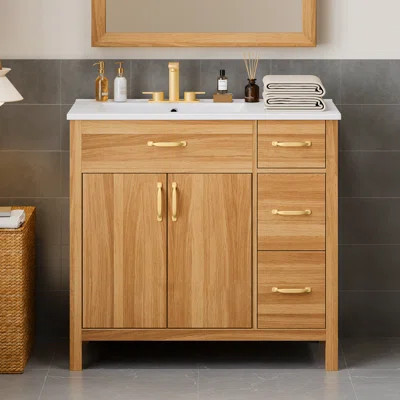 36" Single Bathroom Vanity With Ceramic Sink | Wayfair North America