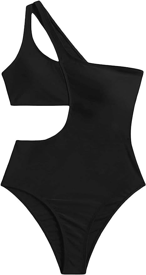 SheIn Women's One Piece Swimsuits One Shoulder Cut Out Monokini Bathing Suit | Amazon (US)