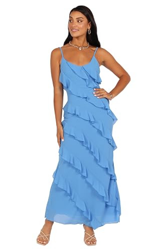 Petal & Pup Ciao Ruffles Maxi Dress - Blue XS | Amazon (US)