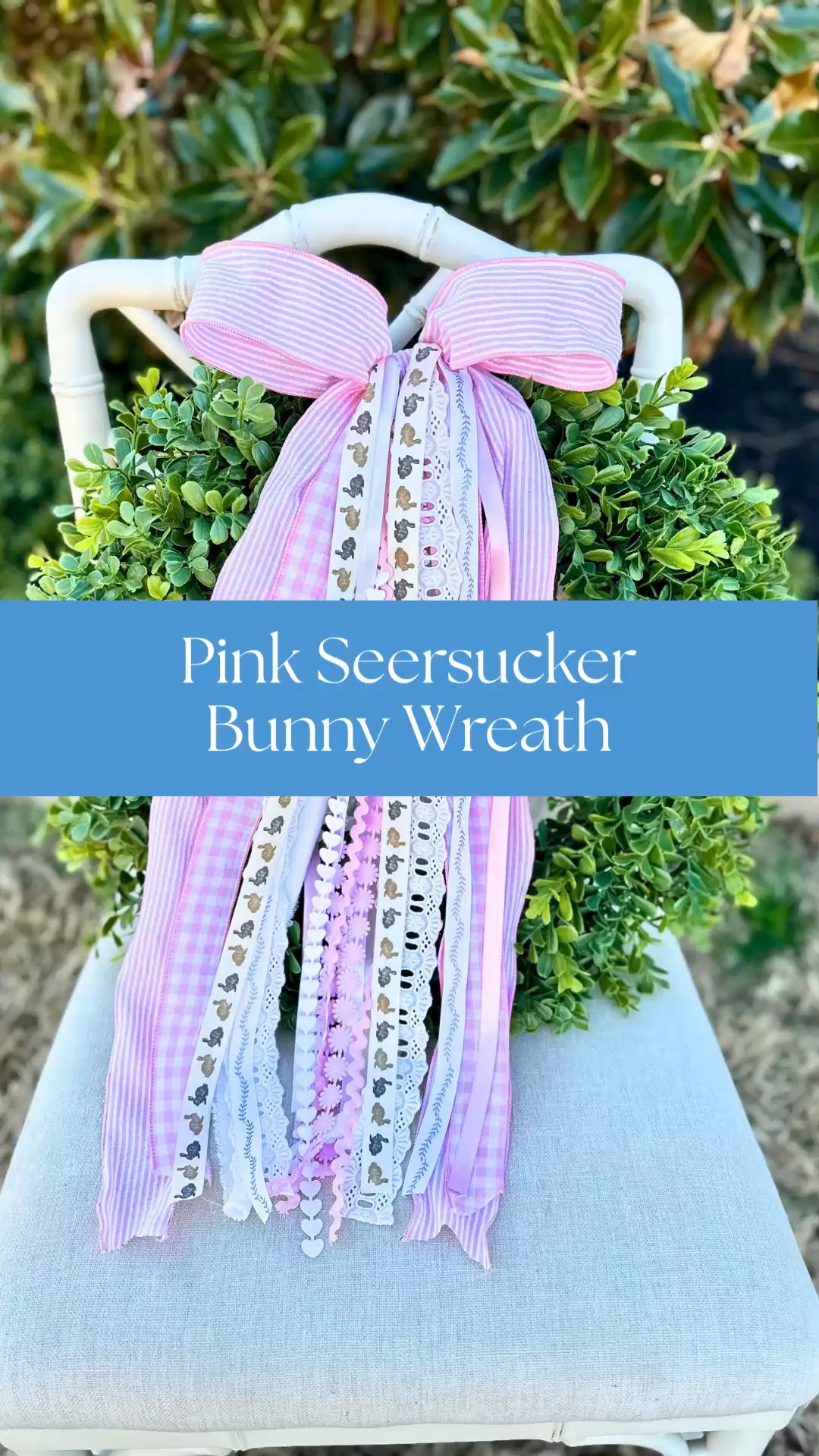 Pink Seersucker Bunny Wreath 🩷🐰
Part 5 of my 2026 Easter Collection! This pink seersucker bow paired with pink, white, and neutral bunny ribbons gives this wreath a classic grandmillennial Easter look for your front door. The bow can be styled with or without a boxwood wreath — and it’s my daughter’s favorite!

#LTKSpringSale #LTKSeasonal #LTKHome