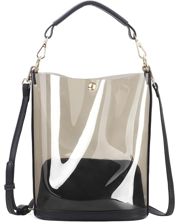 KOOIJNKO Semi-Clear Handbags, Jelly Transparent Clear Beach Shoulder Bag, 2 in 1 Bag | Amazon (US)