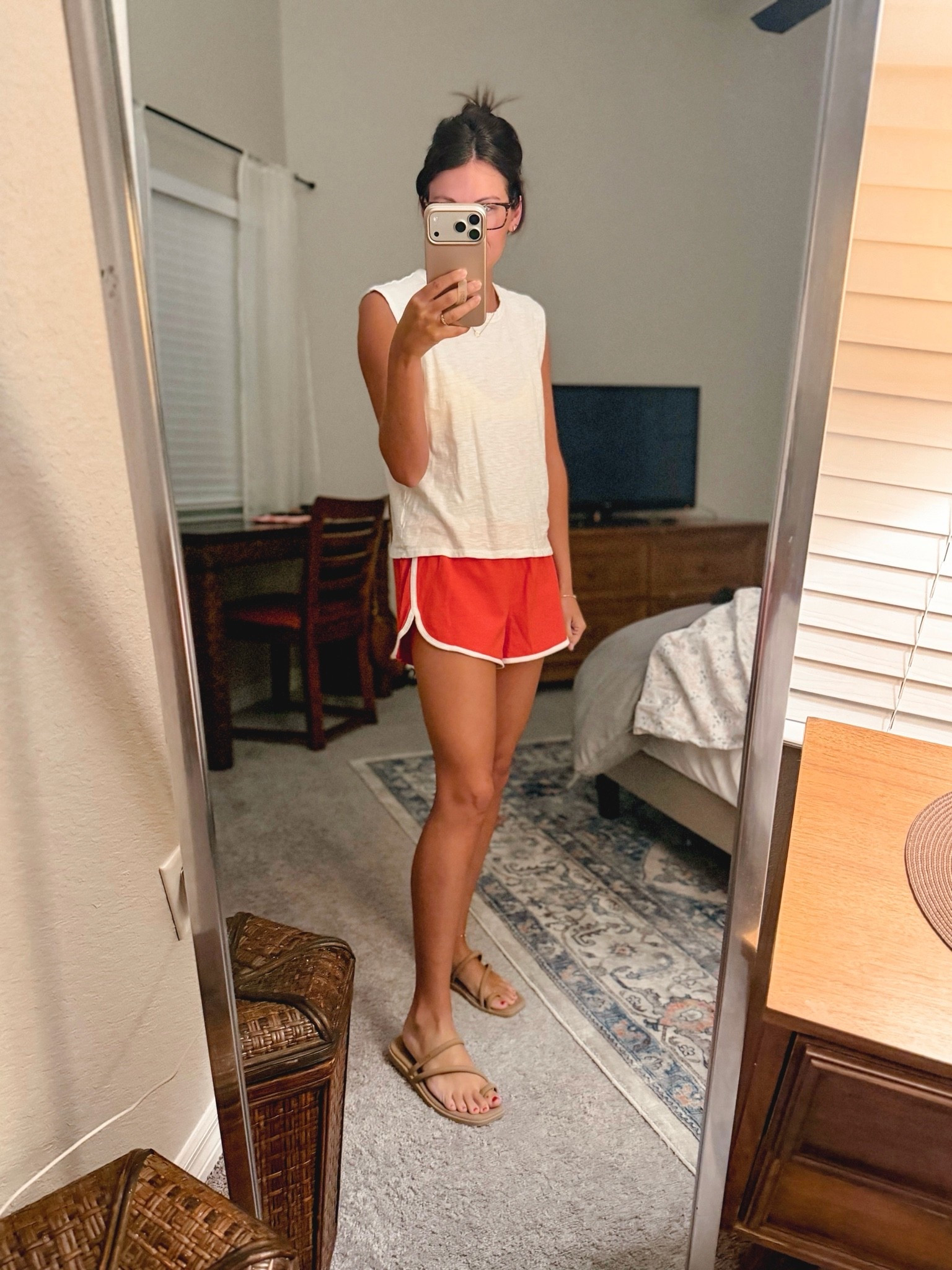 xs in my bikini top and bikini bottoms. My tank is size xs and size small on my red shorts. My croc sandals are size 6.

#LTKPetite #LTKgrwm #LTKootd