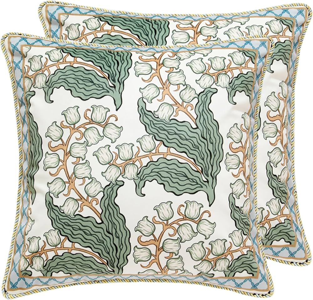 patdrea Decorative Square Throw Pillow Covers 18"X18",Velvet Soft Farmhouse Throw Covers,Floral T... | Amazon (US)