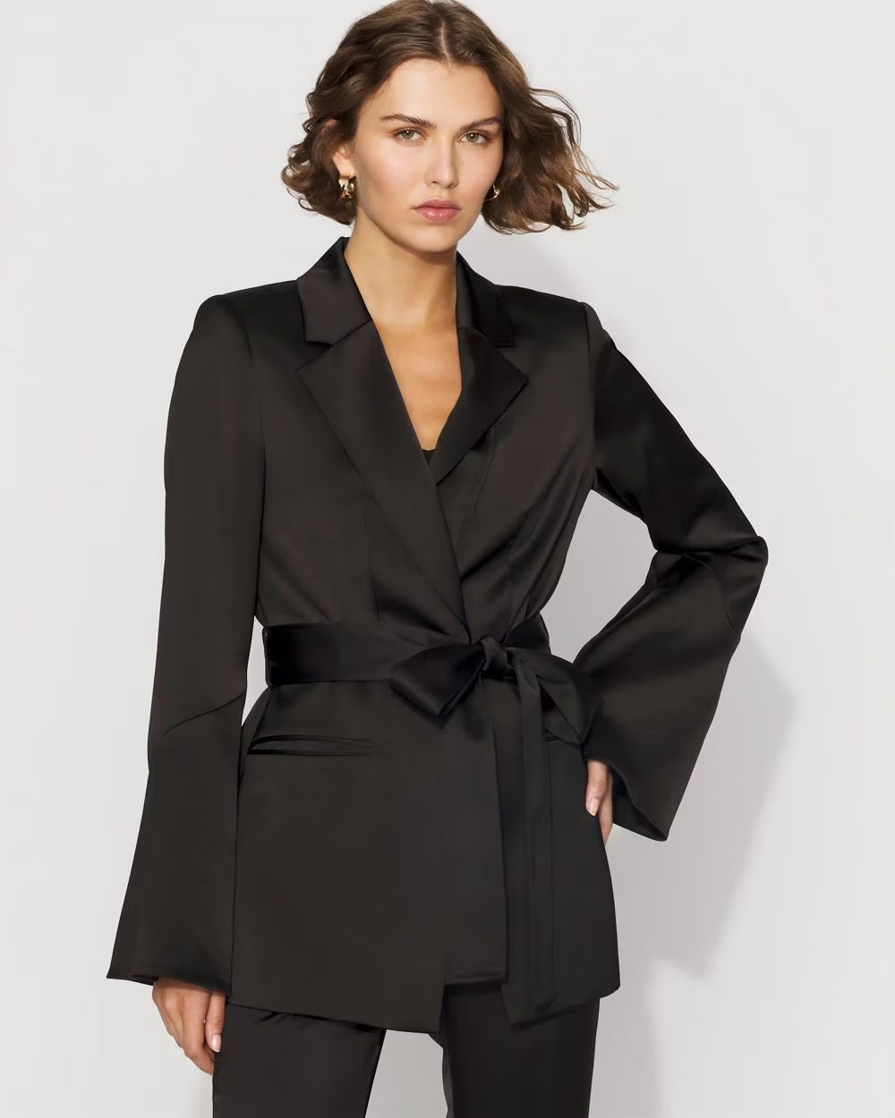 Petite Bell Sleeve Satin Blazer | White House Black Market | White House Black Market