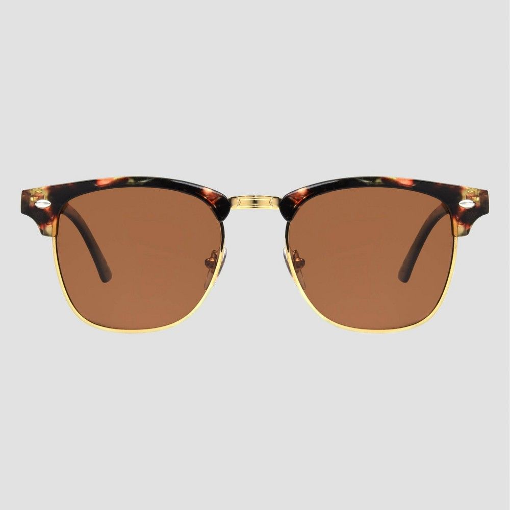 Women's Clubmaster Shiny Sunglasses - A New Day Brown | Target