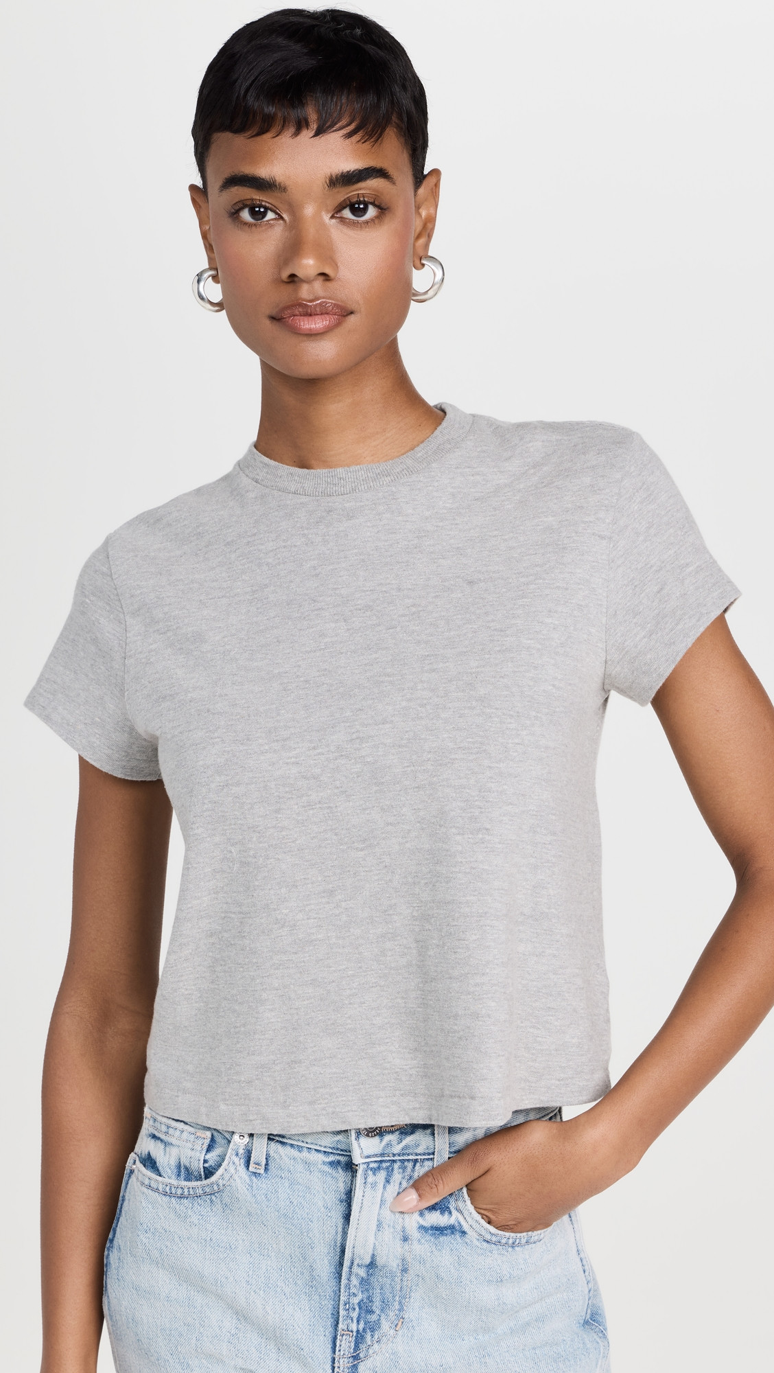 RE/DONE 50s Boxy Tee Heather Grey S | Shopbop