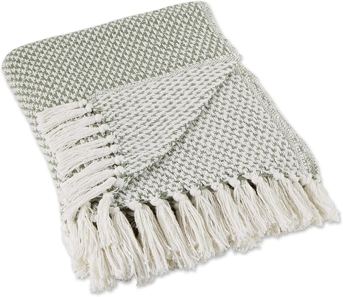 DII Woven Throw Collection 100% Cotton, Basketweave, 50x60, Artichoke Green | Amazon (US)