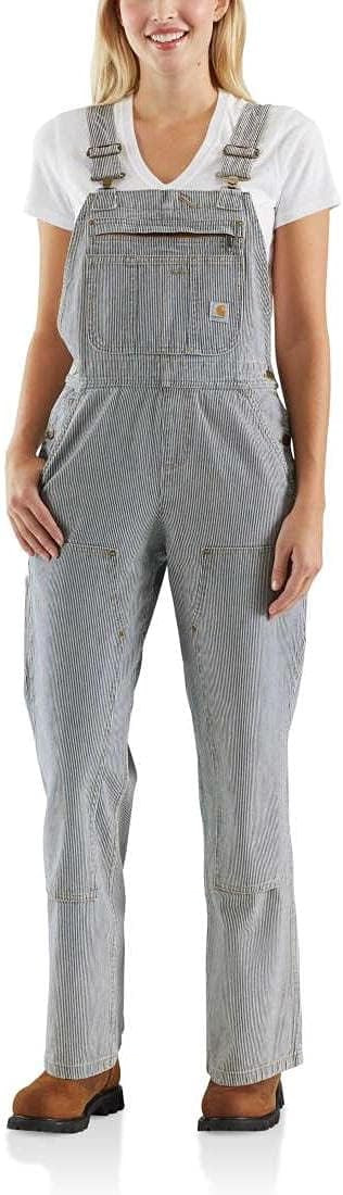 Carhartt womens Brewster Double Front Railroad Striped Bib Overalls | Amazon (US)