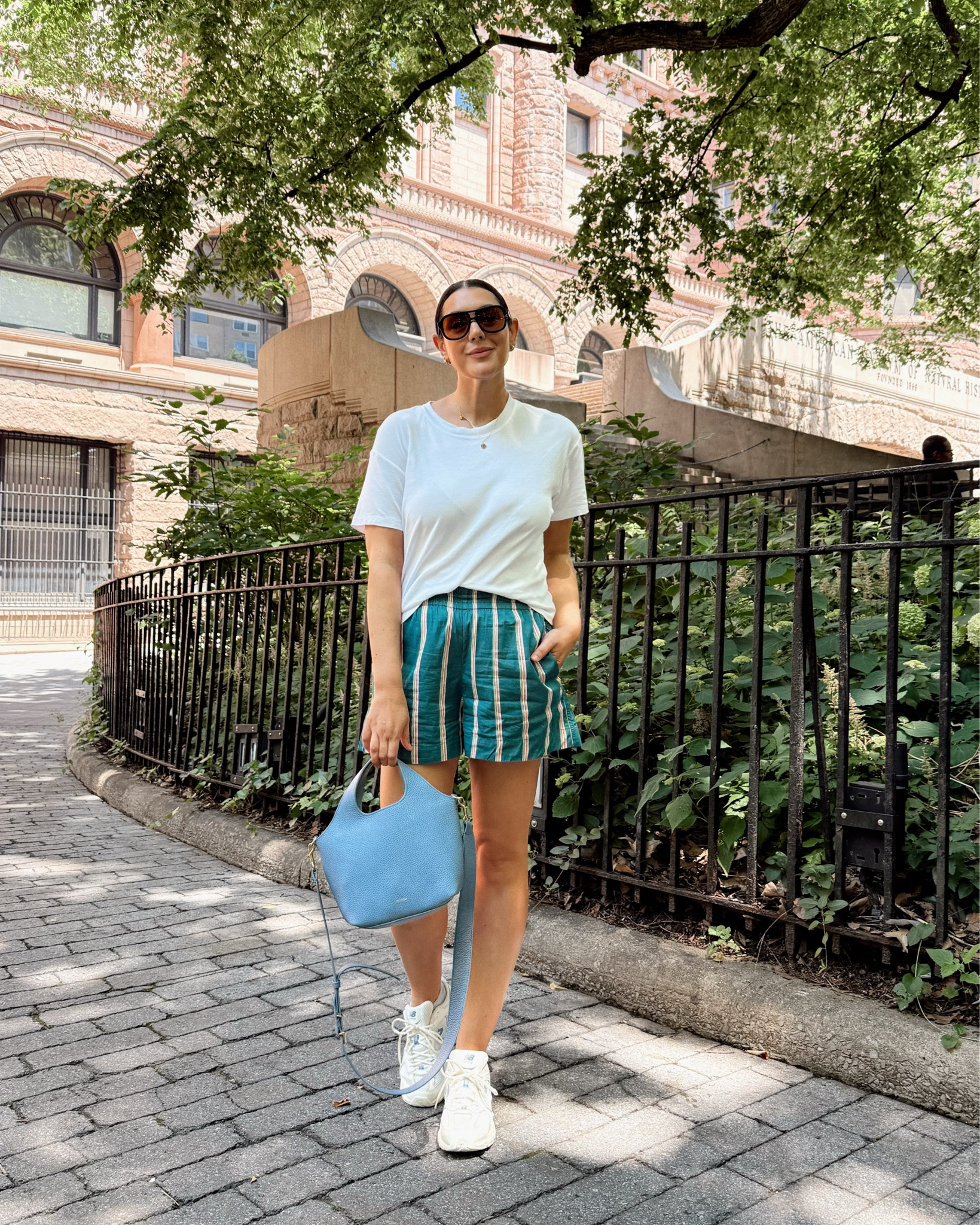 Easy peasy outfit for museum hopping! Loooove these shorts — super comfortable, 100% cotton. I’m in the large but they run TTS.

Brought my favorite Gap tee with me! I’m in the medium.