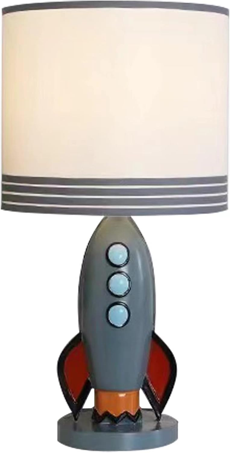 Kids Bedside Table Lamp, Adorable 14 Inch Rocket Ship Design with Cute Lampshade, Space lamp Idea... | Amazon (US)