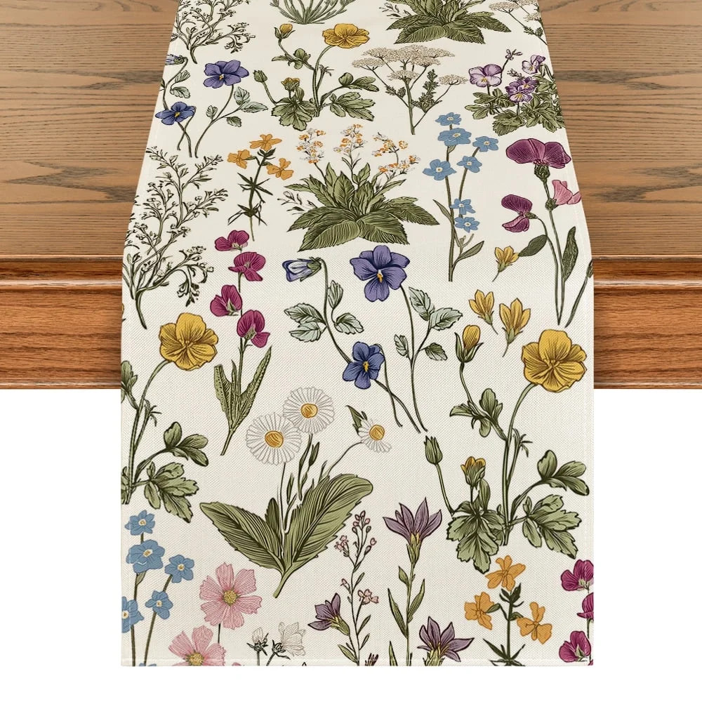 Sm:)e 72" x 13" Wildflowers Floral Spring Table Runner for Summer Home Decor | Walmart (US)