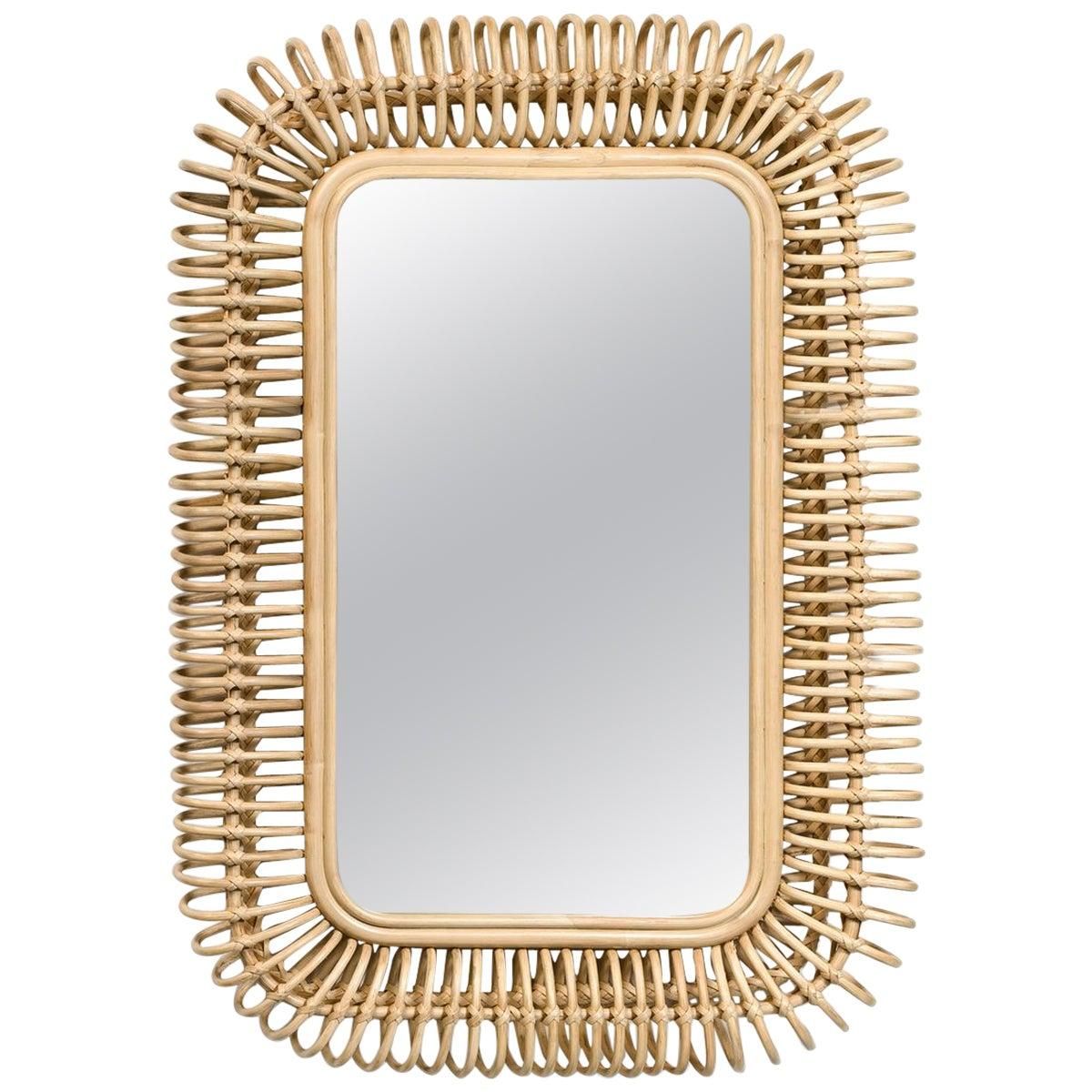 French Design Rattan Mirror | 1stDibs