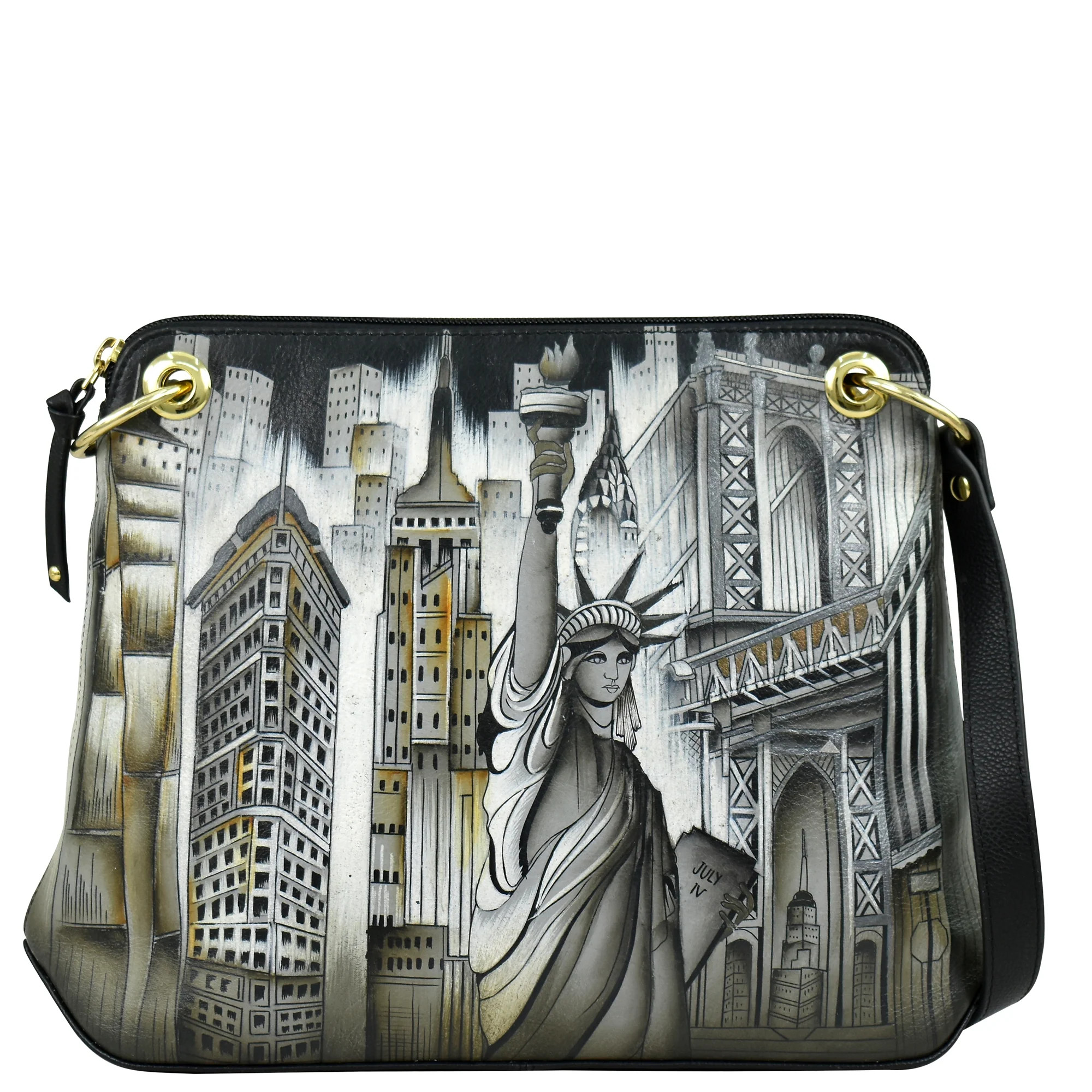 Buy City of Dreams Hand Painted Leather Crossbody Sling Bag - 713 - Anuschka Leather | Anuschka 