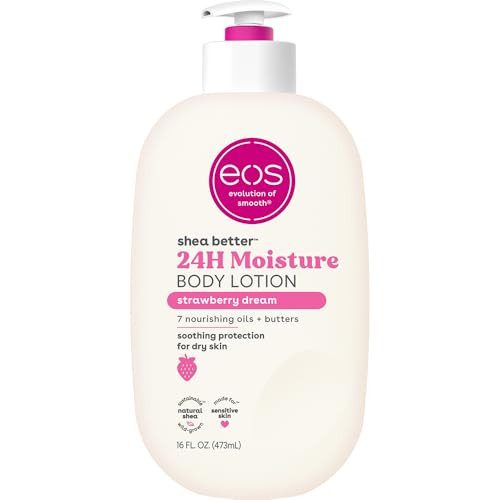 eos Shea Better Body Lotion Strawberry Dream, 24-Hour Moisture Skin Care, Lightweight & Non-Greasy, Natural Shea, Vegan, Strawberry Body Lotion, 16 fl oz | Amazon (US)
