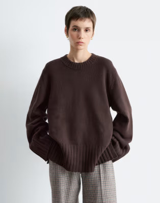 & Other Stories wool knit oversized sweater with deep ribbed hem in black | ASOS (Global)