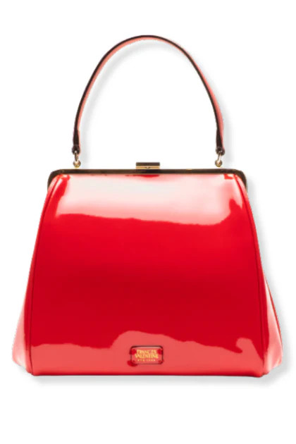 Frances Valentine Katherine Frame Red Soft Patent Leather Bag | The Willow Tree