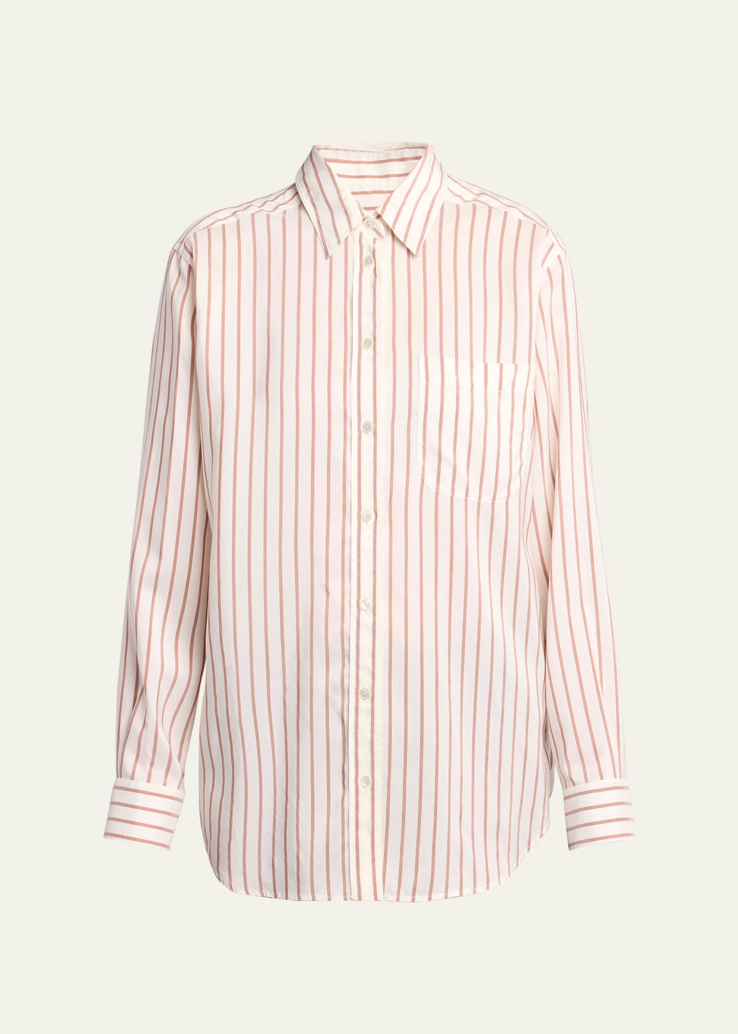 THE ROW Gavina Striped Silk Poplin Button-Down Shirt | Bergdorf Goodman