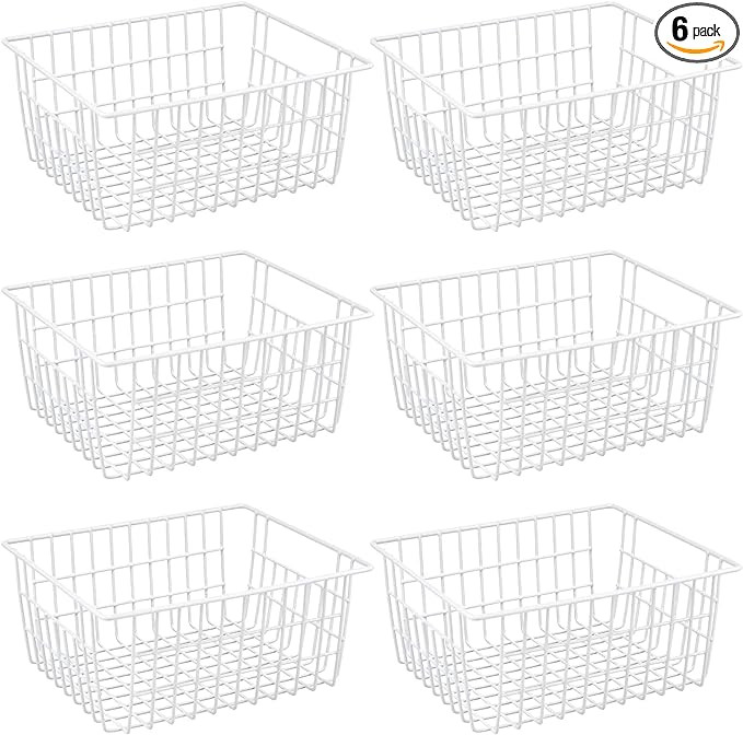 Redrubbit Wire Storage Baskets, Large Farmhouse Metal Freezer Basket Storage Organizer Bins with ... | Amazon (US)