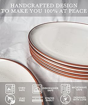Mora Ceramic Dinner Plates Set of 6, 10 inch Dish Set - Microwave, Oven, and Dishwasher Safe, Scr... | Amazon (US)