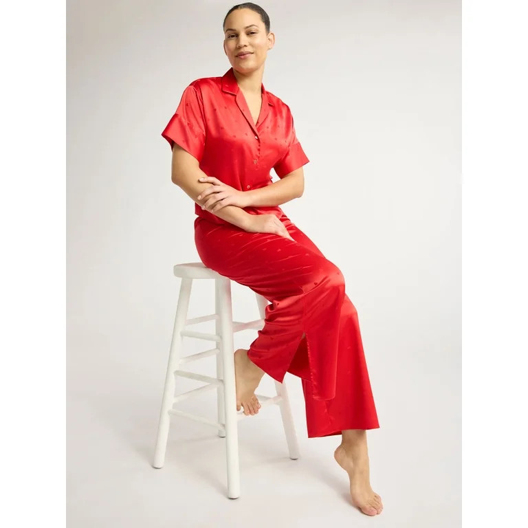 Joyspun Women’s and Women’s Plus Stretch Satin Pajama Set, Sizes S to 3X | Walmart (US)