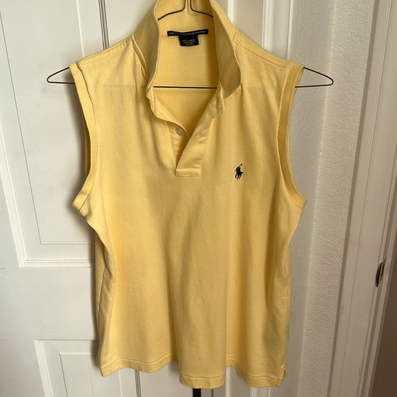 This is Ralph Lauren sport sleeveless, collared canary yellow shirt | Poshmark