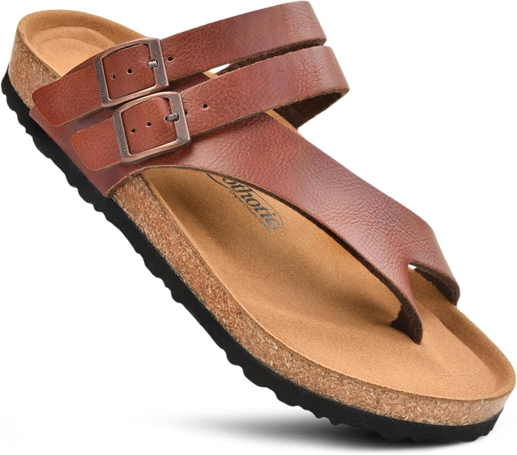 AEROTHOTIC Recovery Slides for Women Comfortable Memory Foam Cork Footbed Cute Faux Leather Adjus... | Amazon (US)