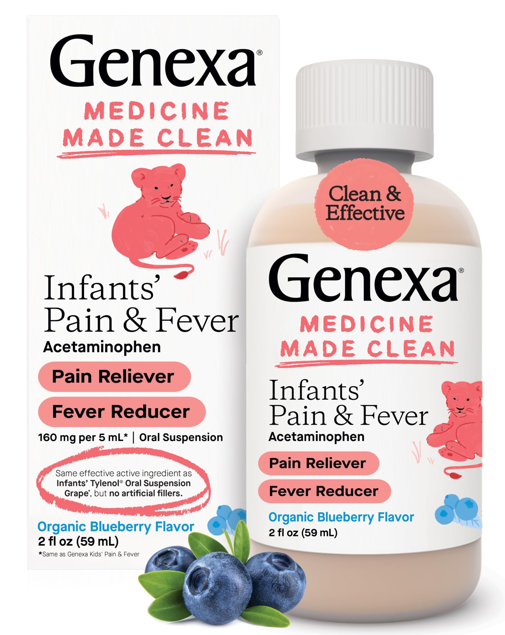 Genexa Infants’ Pain and Fever Reducer | Baby Acetaminophen, Dye Free, Liquid Oral Suspension M... | Amazon (US)