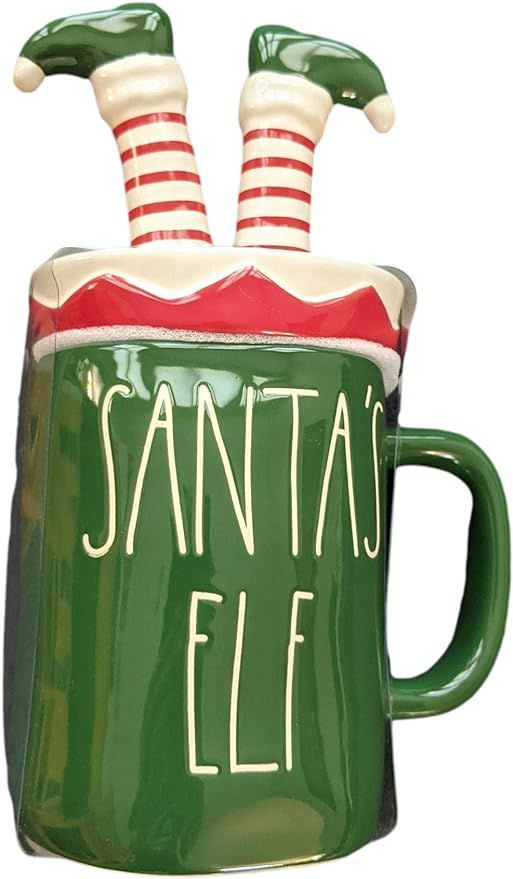 Rae Dunn" SANTA'S ELF" Mug with Elf Legs Topper Ceramic LL Coffee Tea Mug | Amazon (US)