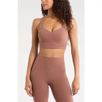 Zella Studio Luxe Sports Bra in Burgundy Fudge at Nordstrom, Size Small | Nordstrom