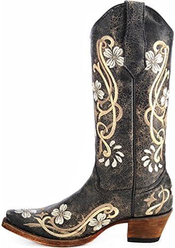 Corral Women's Circle Multi-Colored Embroidered Leather Cowgirl Boots | Amazon (US)