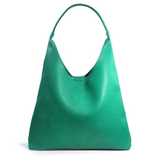 Hobo Bags for Women Soft Vegan Leather Shoulder Handbag Slouchy Tote Purses (Green) | Amazon (US)