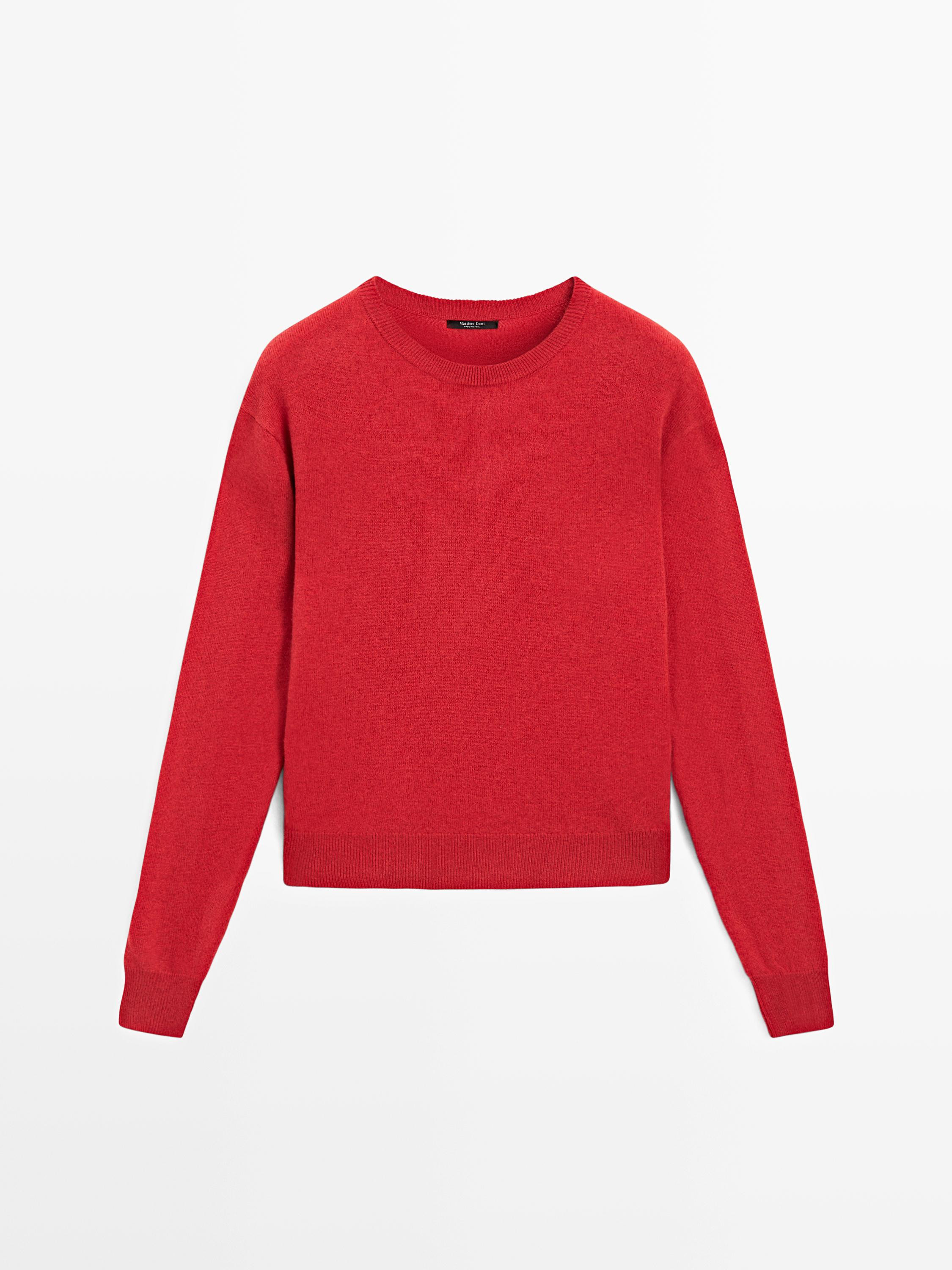 Wool blend crew neck knit sweater | Massimo Dutti UK