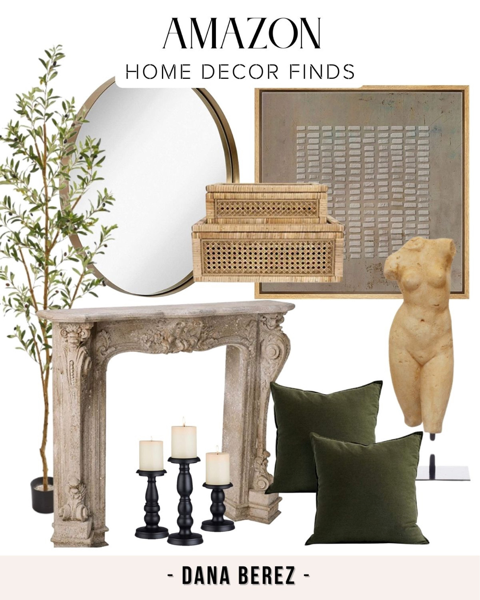 Earthy Amazon home decor finds. 

#amazonhome #fireplacemantel #homedecor #fauxolivetree

#LTKstyletip #LTKhome