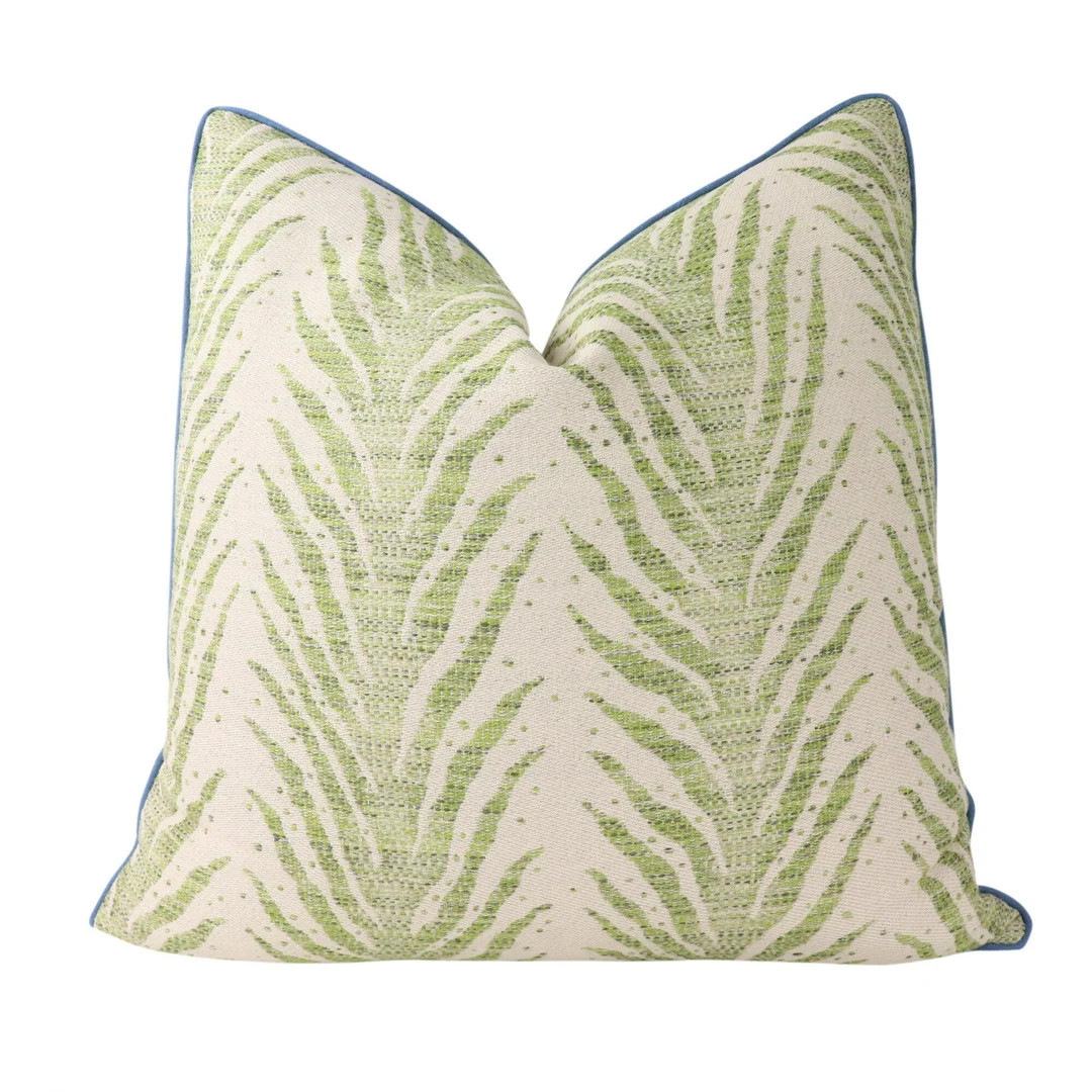 Pillow Cover With CONTRAST WELT // Schumacher Creeping Fern Moss 75452 on Both Sides // Designer ... | Etsy (US)