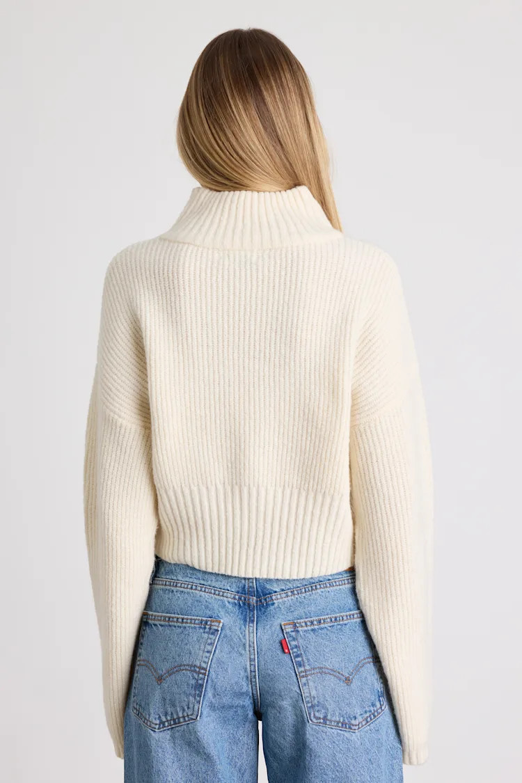 Snuggly Days Ivory Cropped Mock Neck Sweater | Lulus