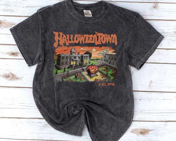 Halloween Town Unisex Mineral Wash T-shirt Retro 90s - Etsy | Etsy (US)